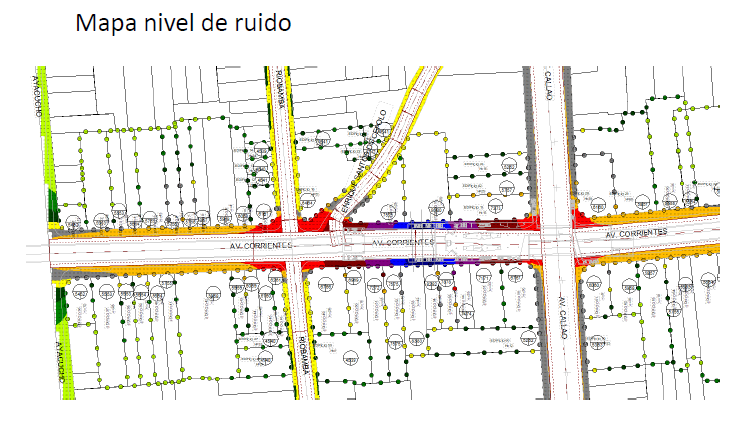 Mapa de nivel de ruido urbano para evaluación acústica