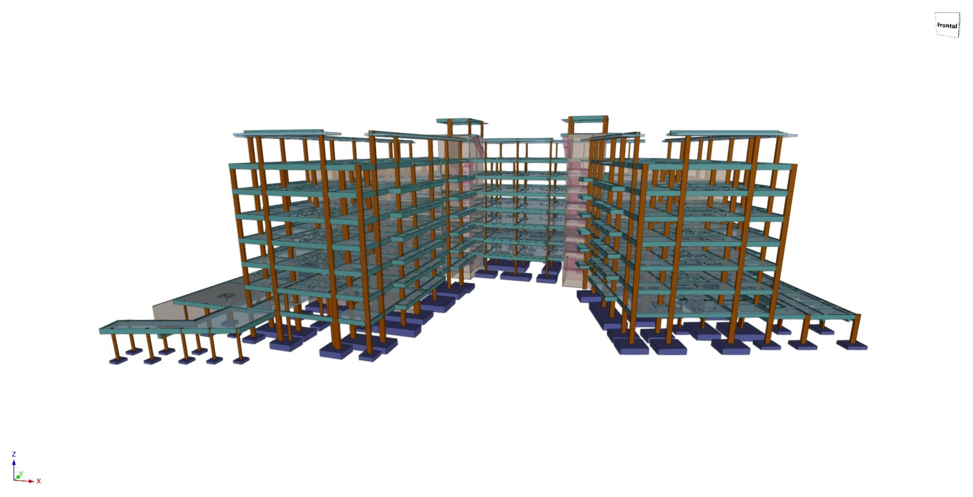 Modelo estructural BIM de complejo de usos mixtos